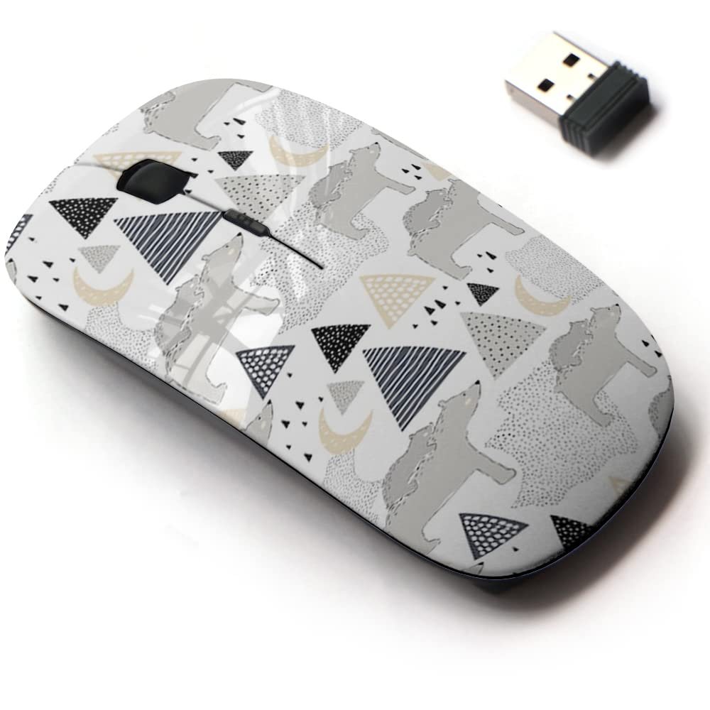 2.4G Wireless Mouse with Cute Pattern Design for All Laptops and Desktops with Nano Receiver - Childish Polar Bear