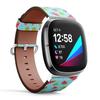 CJBROES Replacement Leather Watch Band, Compatible with Fitbit Versa 3 and Fitbit Sense of Wristband Bracelet Accessory - Watercolor Kiwi Fruit view 2
