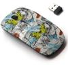 2.4G Wireless Mouse with Cute Pattern Design for All Laptops and Desktops with Nano Receiver - Blooming Roses Flying view 1