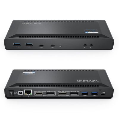 WAVLINK DisplayLink Laptop Docking Station - Dual Monitors 5K/4K@60Hz, 100W Charging - Thunderbolt 4/3, USB-C/A - M1 M2 Mac, Windows, Chrome, Ubuntu - 2HDMI, 2DP, 6 USB Ports, 130W Power, LAN, Audio