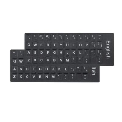 2 PCS/Pack Universal English Matte Keyboard Alphabet Stickers, Black Background and White Large Lettering Replacement Stickers for PC Computer Laptop Desktop Keyboard Stickers - English