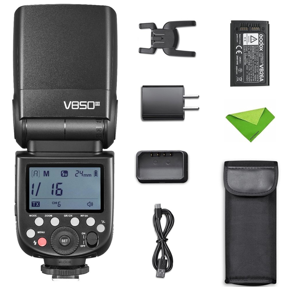 Godox V850III Flash Camera Flash 7.2V/2600mAh HSS 1/8000 2.4G 1.5s Recycle Time 450 Full Power Pops for DSLR Cameras with Standard Hot Shoes for Canon, Nikon, Sony, Fuji, Panasonic, Olympus (NO TTL)