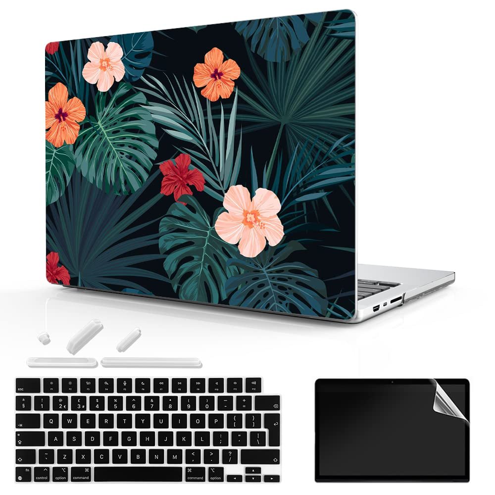 TeDaWen for MacBook Pro 16-inch Protective case 2021 model-A2485 M1 Pro/M1 Max chip and Touch ID, with Keyboard Cover, Plastic Hard Shell Protective Cover, Plant-3