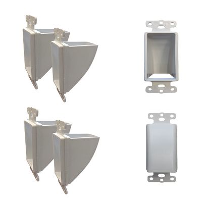 BestMounts 1-Gang Recessed Reversible Decora Cable Entrance Plate for Low Voltage Cables (6 Pack, White)
