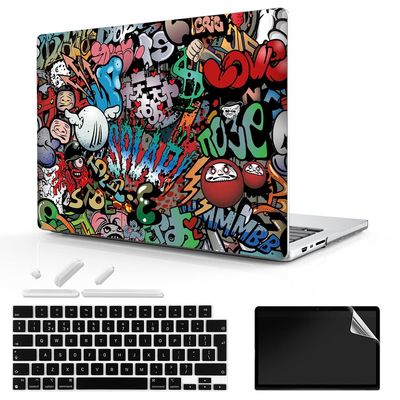 TeDaWen for MacBook Pro 16-inch Protective case 2021 model-A2485 M1 Pro/M1 Max chip and Touch ID, with Keyboard Cover, Plastic Hard Shell Protective Cover, Graffiti-2