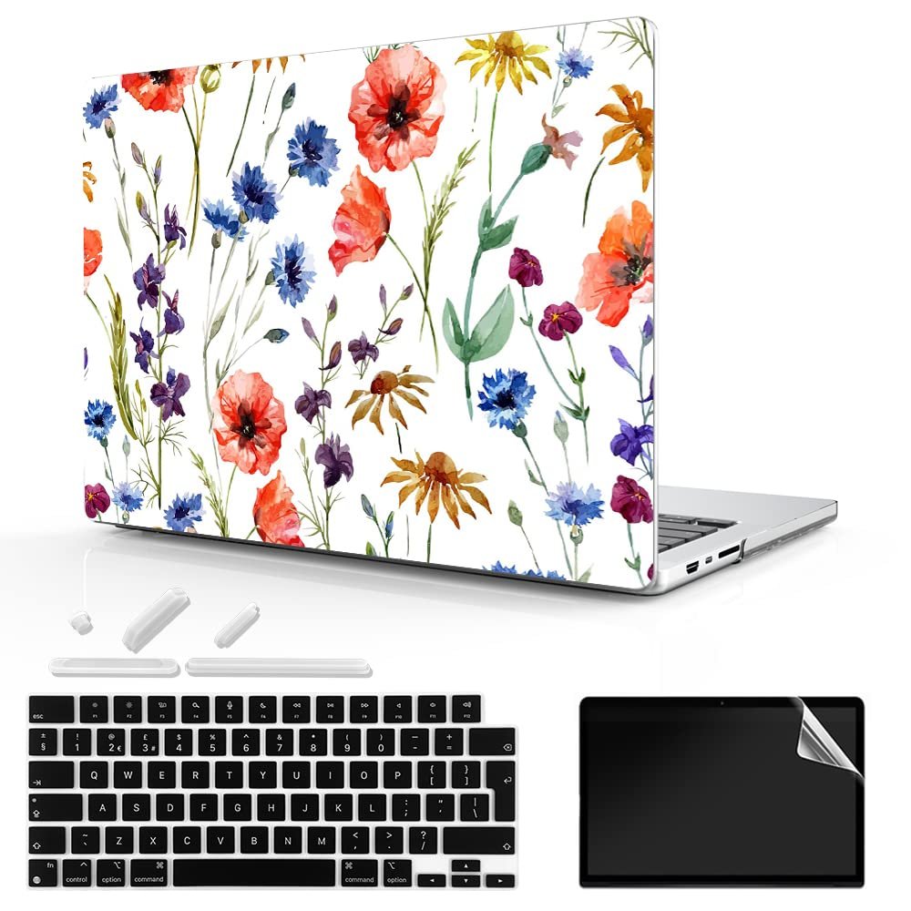 TeDaWen for MacBook Pro 16-inch Protective case 2021 model-A2485 M1 Pro/M1 Max chip and Touch ID, with Keyboard Cover, Plastic Hard Shell Protective Cover, Plant-4
