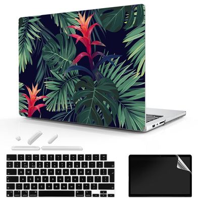 TeDaWen for MacBook Pro 16-inch Protective case 2021 model-A2485 M1 Pro/M1 Max chip and Touch ID, with Keyboard Cover, Plastic Hard Shell Protective Cover, Plant-6