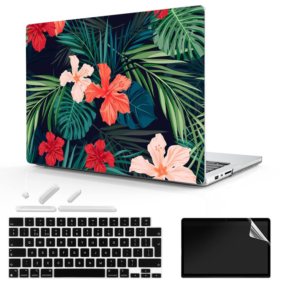 TeDaWen for MacBook Pro 16-inch Protective case 2021 model-A2485 M1 Pro/M1 Max chip and Touch ID, with Keyboard Cover, Plastic Hard Shell Protective Cover, Plant-5