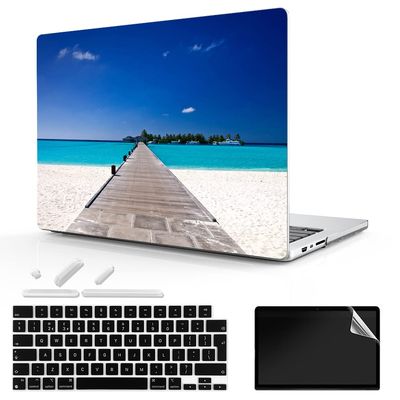 TeDaWen for MacBook Pro 16-inch Protective case 2021 model-A2485 M1 Pro/M1 Max chip and Touch ID, with Keyboard Cover, Plastic Hard Shell Protective Cover, Beach Scenery-1