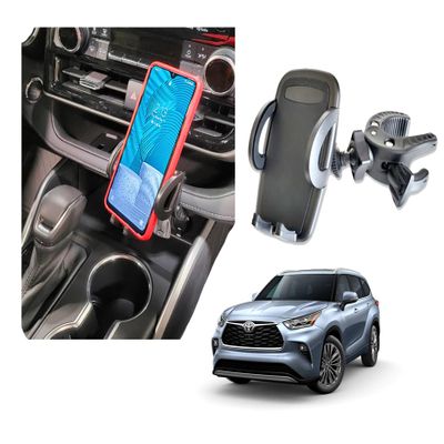Fit for 2020-2026 Toyota Highlander | Phone Mount Holder for Dashboard | with attachments: clamp on, Wireless Charging, maf Safe, Easy realease | Great Highlander Gift idea