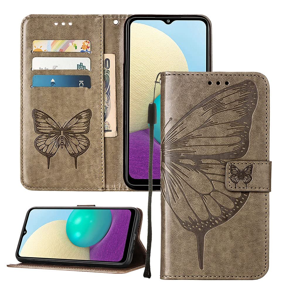Asdsinfor iPod Touch 7/ iPod Touch 6/iPod Touch 5 Wallet Case,with Credit Card Holder, for Women & Men,with Stand PU Leather Magnetic Closure Case for iPod Touch 7 Butterfly Gray YB