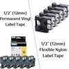 5Pack 1/2'' Permanent Vinyl Label Tape + 5Pack 1/2'' Flexible Nylon Label Tape Compatible with Dymo Rhino 4200 5200 6000 Label Makers view 1