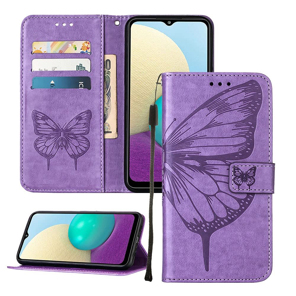 Asdsinfor iPod Touch 7/ iPod Touch 6/iPod Touch 5 Wallet Case,with Credit Card Holder, for Women & Men,with Stand PU Leather Magnetic Closure Case for iPod Touch 7 Butterfly Light Purple YB
