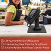 ENS Tailwind Pax S300 7" Latch and Key Lock Flexipole Plus Pole Mount PIN Pad Stand with Square Freestanding Mobility Base Plate, Black view 4