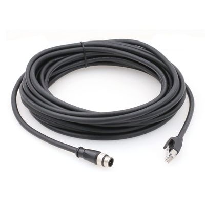 SZRMCC M12 Ethernet Cable D-Code 4 Pin Male to RJ45 Connector High Flex Cat5e Shielded Waterproof Network Cable for Industrial Camera Sensor (20m,Black)