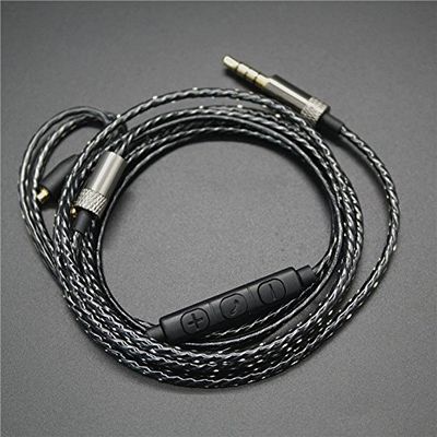 Black Volume Control MMCX Audio Cable Cord W/Mic for Shure se215/se425/se535