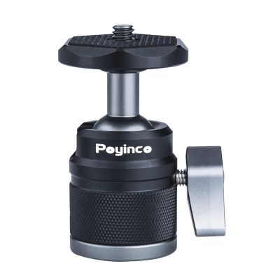 POYINCO Mini Ball Head with 1/4" Screw 3/8" Thread Mount Adapter 360 Degree Rotatable Aluminum Tripod Head for DSLR, Monopod, Phone, Gopro, Camcorder,