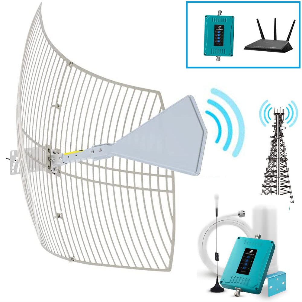 Directional Cell Phone Antenna-Parabolic Grid Antenna 4G WiFi 600-6500 MHz 26dBi Long Range 40km for Signal Boosters Modems