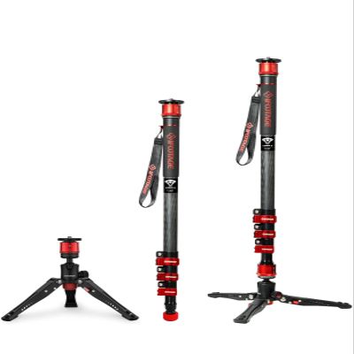 IFOOTAGE 71" Carbon Fiber Monopod Cobra 3 C180F, Camera Monopod Lightweight for Travel, Professional Video Mono pod with Tripod Base, Max Load 10KG