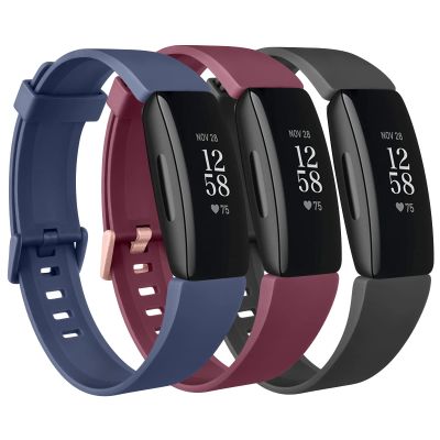 [3 Pack] Silicone Bands Compatible with Fitbit Inspire 2 & Fitbit Inspire HR & Fitbit Inspire & Fitbit Ace 2, Soft Sport Replacement Wristbands for Women Men (Black+Navy Blue+Wine red, Small)