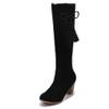 Bcshiye Knee High Booties for Women with Heel Faux Suede Knee High Boots Chunky Mid Heel Side Zipper Dress Booties view 1