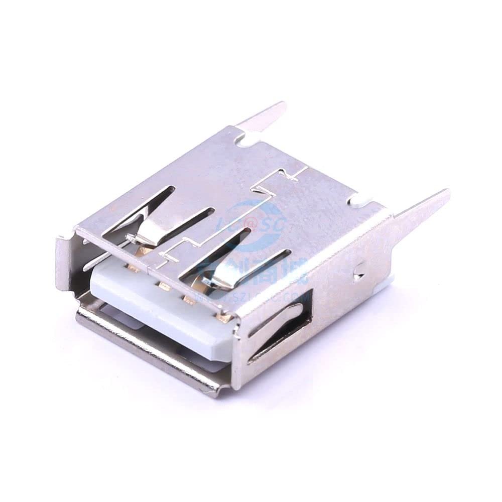 10 Pcs USB-A/F-1 * 4P H=15.0mm 180 Degree in-line Straight pin Female White Plastic Iron Shell USB Connector Plug-in TyP eA U-USBAS04P -F000