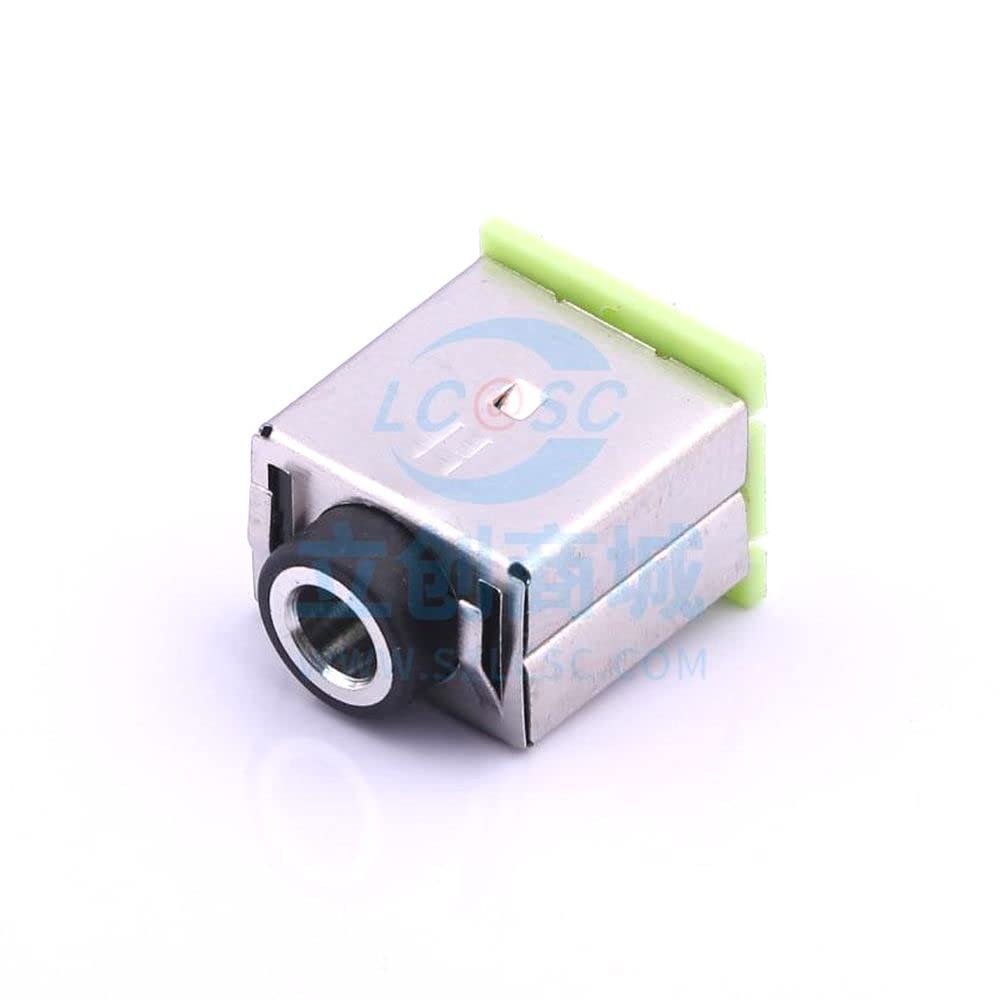 2 Pcs 3.5mm Headphone Holder with Shell with Shrapnel H=15.6mm Black Head Green Cover Audio Connector Plug-in 3.5mm Headphone Holder P J-379-TG