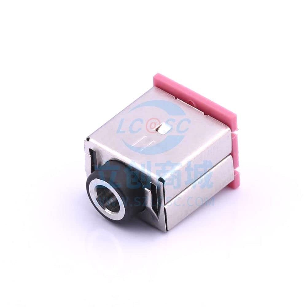 2 Pcs 3.5mm Headphone Holder with Shell with Shrapnel H=15.6mm Black Head Pink Cover Audio Connector Plug-in 3.5mm Headphone Holder P J-379-TR