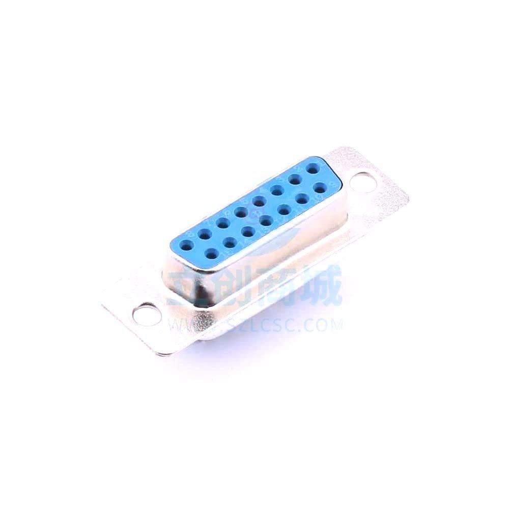 10 Pcs D-SUB, 15pin, Double Row, Female, Blue, Solder Wire, tinned, Without Screws D-Sub/DVI/HDMI Connector-D-Sub DS1033-15FUNSiSS-CT