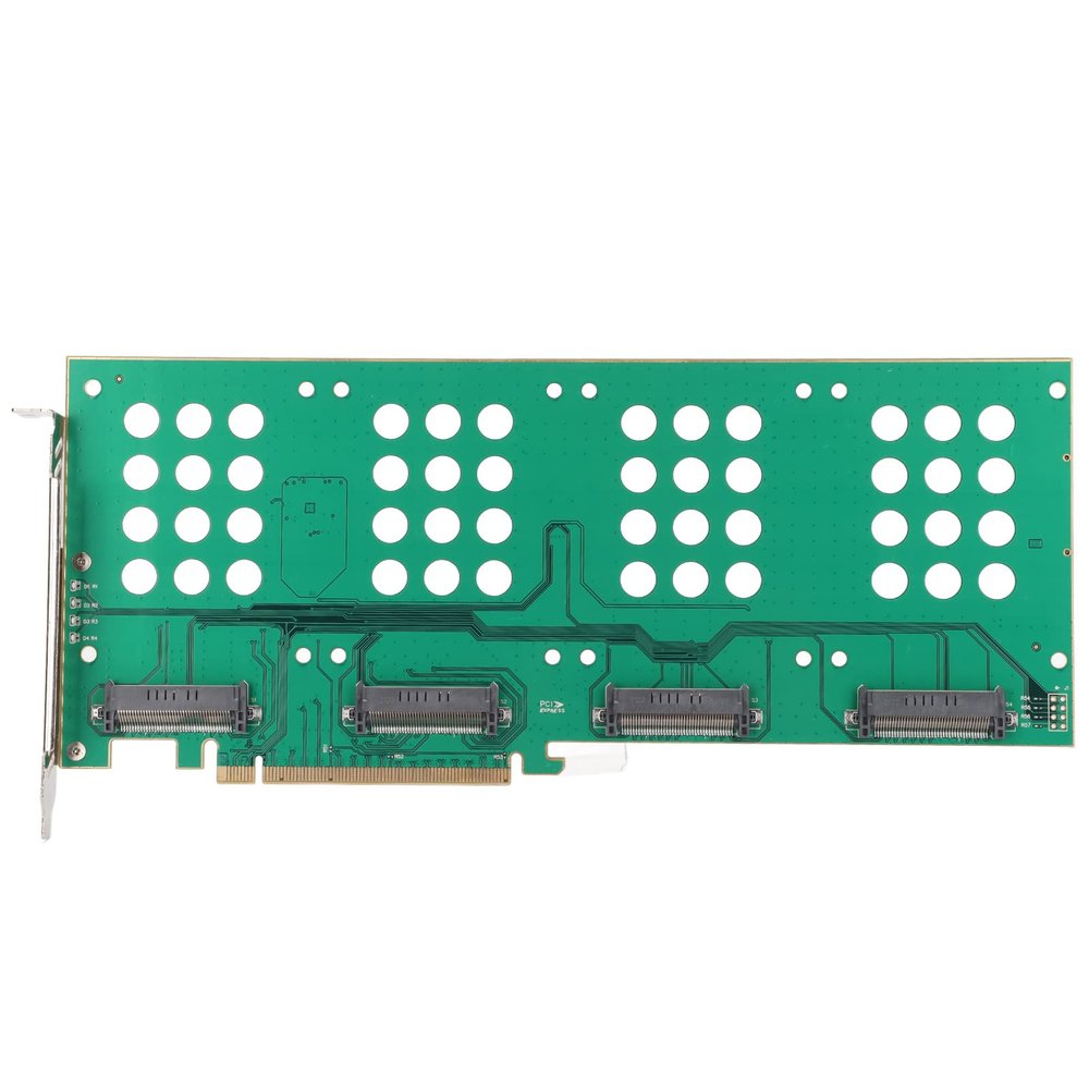 Cosiki Nvme Pcie Card, Expansion X16 Disk Array Extension Easy to Install Dual U.2 SFF8639 Interface Mini for 2.5in U.2 NVMe SSDSFF8639 PCIe Adapter
