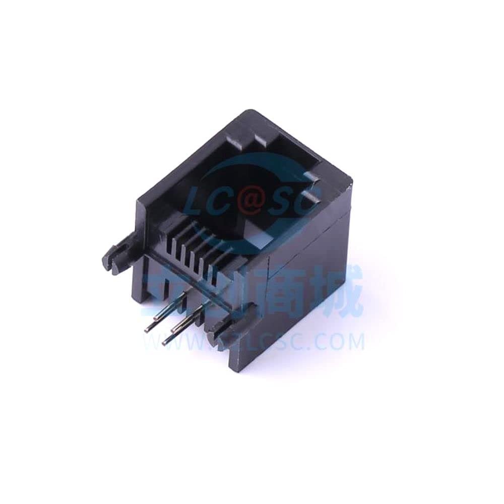 10 Pcs RJ116P4C, Full Gold, Black, earless, unshielded Ethernet Connector (RJ45 RJ11) Plug-in RJ Socket DS1133-S40BPX