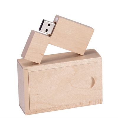 Wood USB Flash Drive USB Disk Memory Stick with Wooden Box (3.0 16GB, Maple Wood)