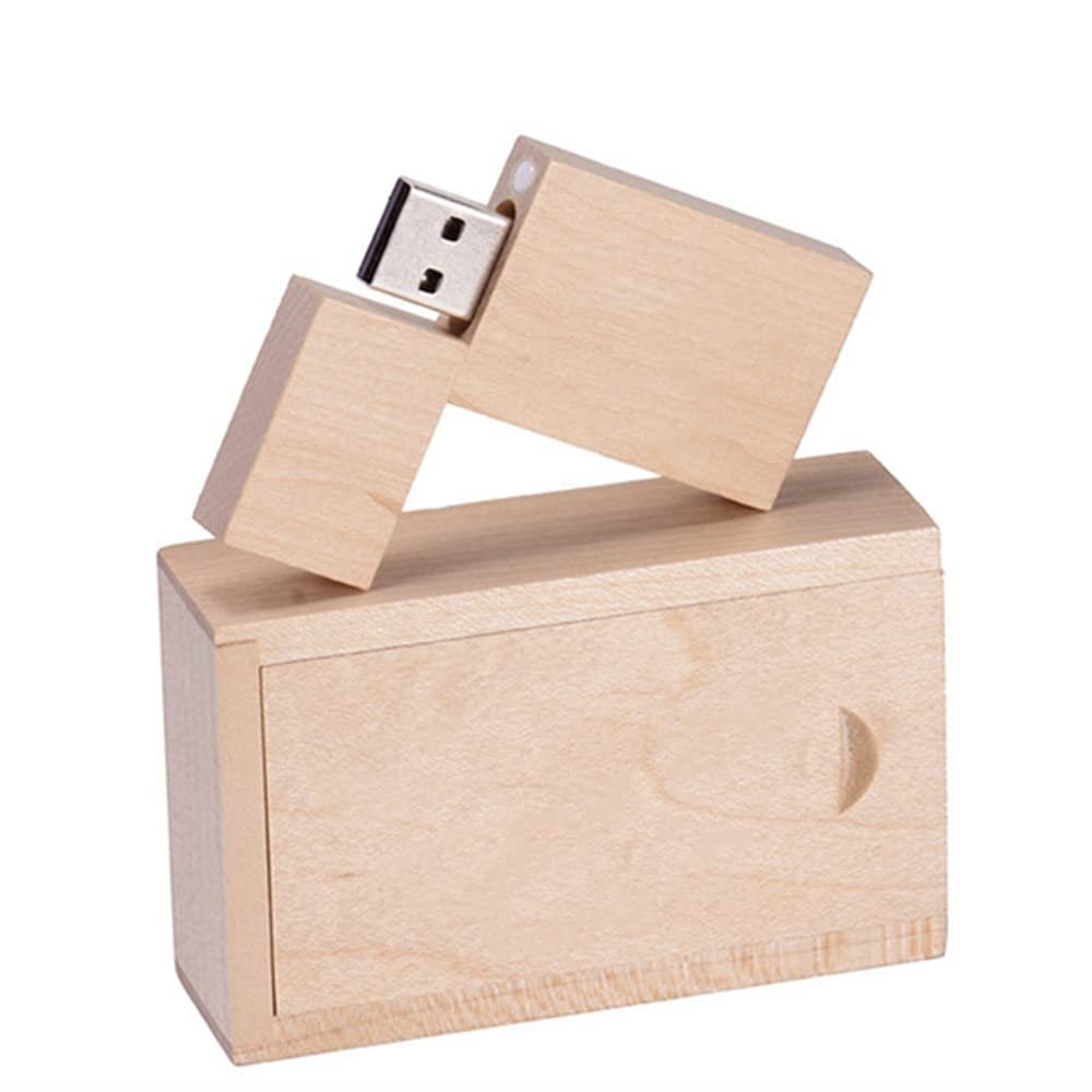 Wood USB Flash Drive USB Disk Memory Stick with Wooden Box (3.0 16GB, Maple Wood)
