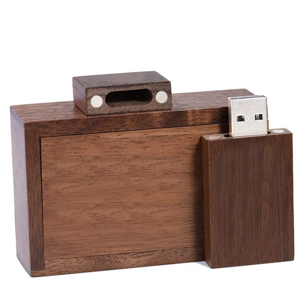 Wood USB Flash Drive USB Disk Memory Stick with Wooden Box (2.0 16GB, Walnut Wood)
