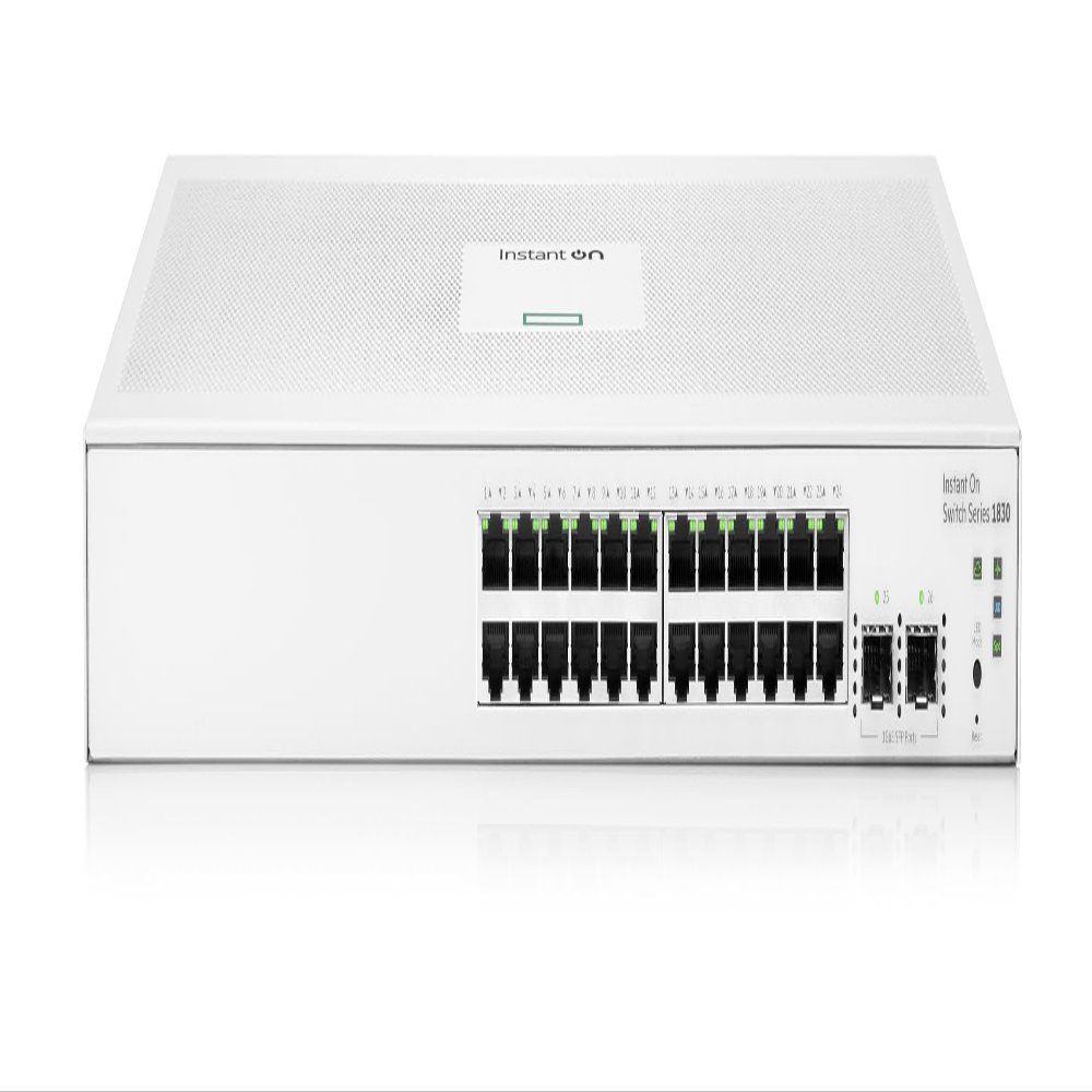 HPE Networking Instant On Switch Series 1830 24-Port Gb Smart-Managed Layer 2 Ethernet Switch | 24x 1G | 2X SFP | Fan-Less | US Cord (JL812A#ABA)