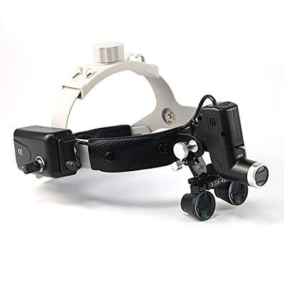 3.5X Magnification Binocular Loupes with 5W Head Lamp Brightness Spot Ajustable High Intensity Operation Chargeable Black