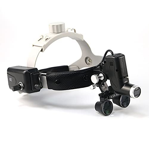 3.5X Magnification Binocular Loupes with 5W Head Lamp Brightness Spot Ajustable High Intensity Operation Chargeable Black