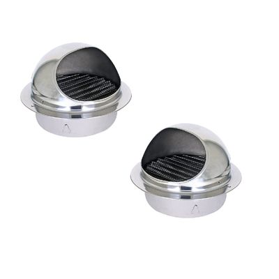 Unifizz Chimney Cap Polished 201 Stainless Steel Extractor Grille,110MM Nose External Vent for Ventalition, Silver, 2 Pcs.