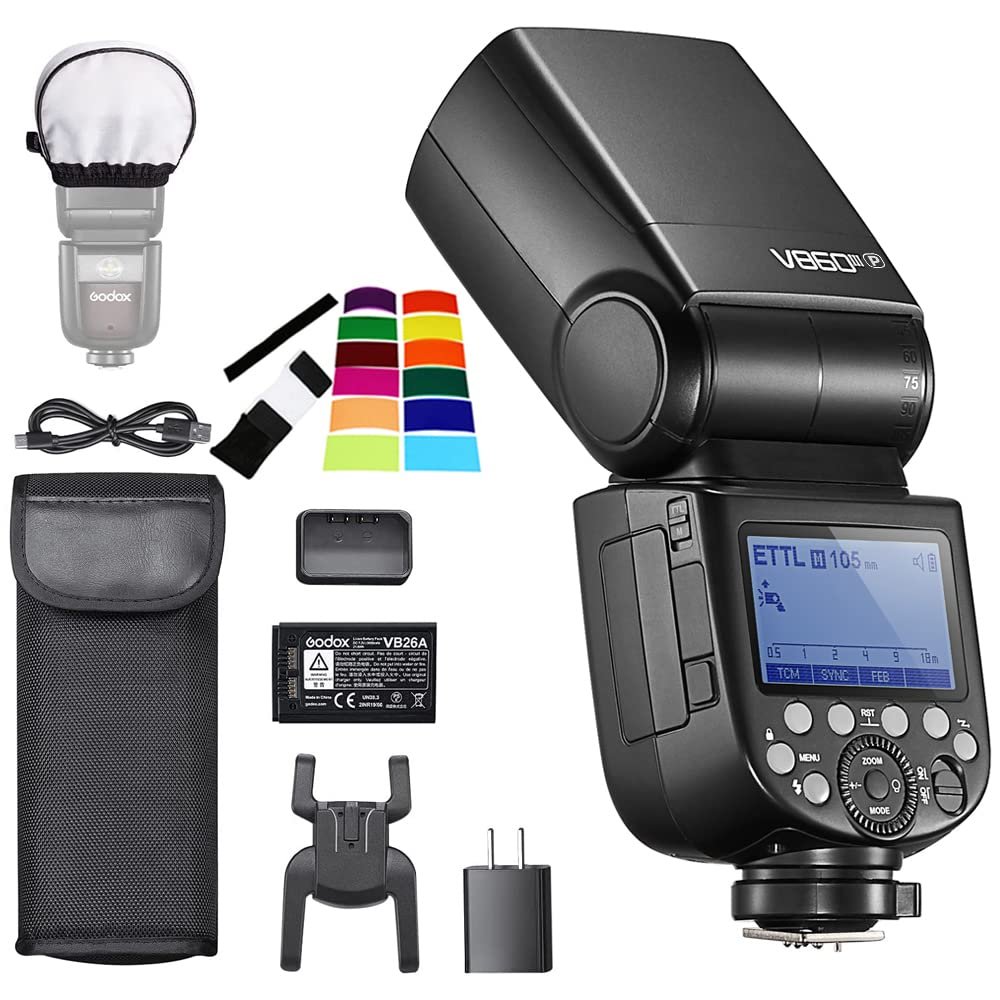 Godox Ving V860III-P Speedlight, 76Ws 2.4G HSS Camera Flash, 7.2V/3000mAh Li-ion Battery, 0.01-1.5s Recycle Time, 10 Levels LED Modeling Lamp, for Pentax Camera