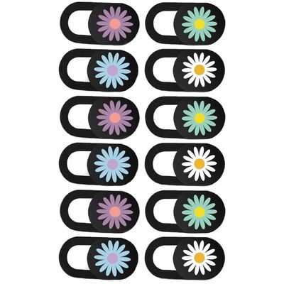 SOLUSTRE 12pcs Daisy Pattern Privacy Webcam Cover Ultra Thin Slide Design for Laptop Tablet Strong Adhesive for Security Stylish Decor for Digital Privacy
