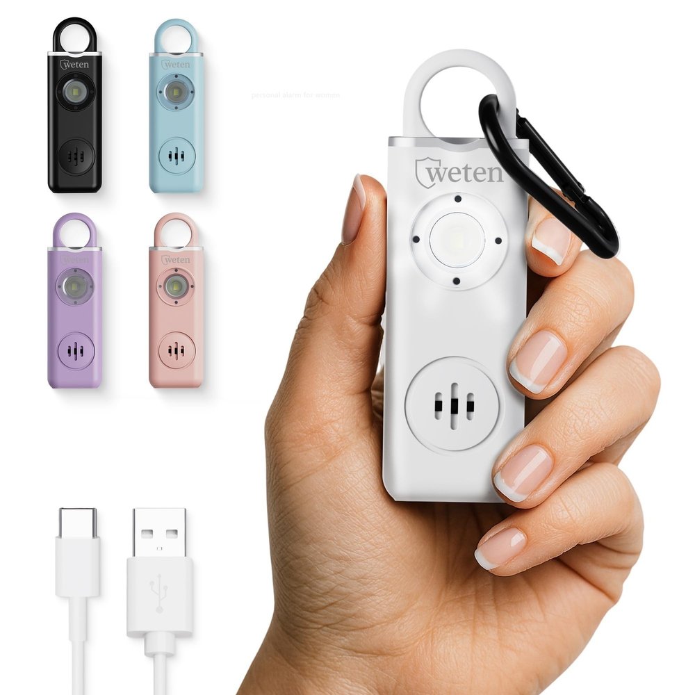 Personal Alarm for Women Safety, 130dB Loud Siren Keychain, TSA Safe, White