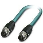 1407377, Network Cable, Str M12 M 4P to Str M12 M 4P, 2pair 2m, PUR W Blue, NBC-MSD/ 2,0-93E/MSD SCO