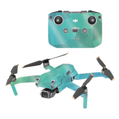 MightySkins Glossy Glitter Skin Compatible with DJI Air 2S - Blue Green Polygon | Protective, Durable High-Gloss Glitter Finish | Easy to Apply and Change Styles | Made in The USA