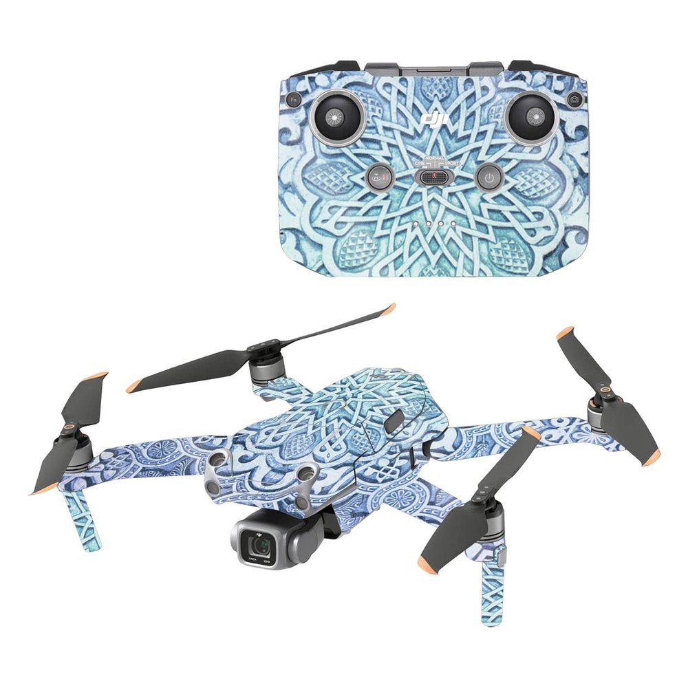 MightySkins Glossy Glitter Skin Compatible with DJI Air 2S - Carved Blue | Protective, Durable High-Gloss Glitter Finish | Easy to Apply and Change Styles | Made in The USA