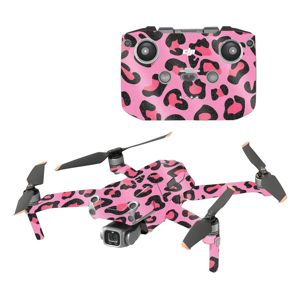 MightySkins Glossy Glitter Skin Compatible with DJI Air 2S - Pink Leopard | Protective, Durable High-Gloss Glitter Finish | Easy to Apply and Change Styles | Made in The USA