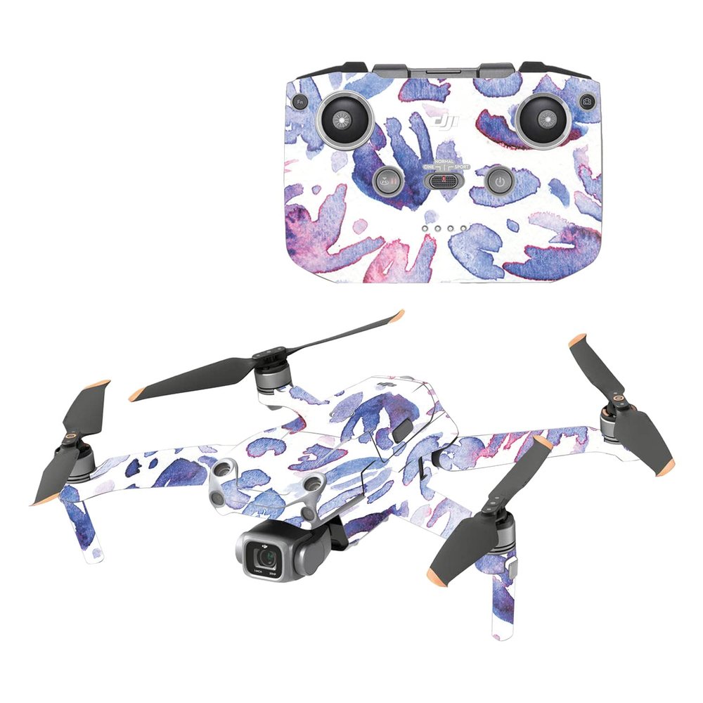 MightySkins Glossy Glitter Skin Compatible with DJI Air 2S - Blue Petals | Protective, Durable High-Gloss Glitter Finish | Easy to Apply and Change Styles | Made in The USA