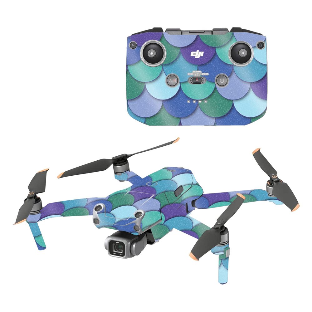MightySkins Glossy Glitter Skin Compatible with DJI Air 2S - Blue Scales | Protective, Durable High-Gloss Glitter Finish | Easy to Apply and Change Styles | Made in The USA