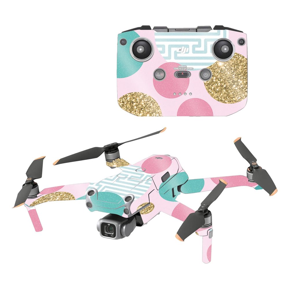 MightySkins Glossy Glitter Skin Compatible with DJI Air 2S - Golden Bubbles | Protective, Durable High-Gloss Glitter Finish | Easy to Apply and Change Styles | Made in The USA