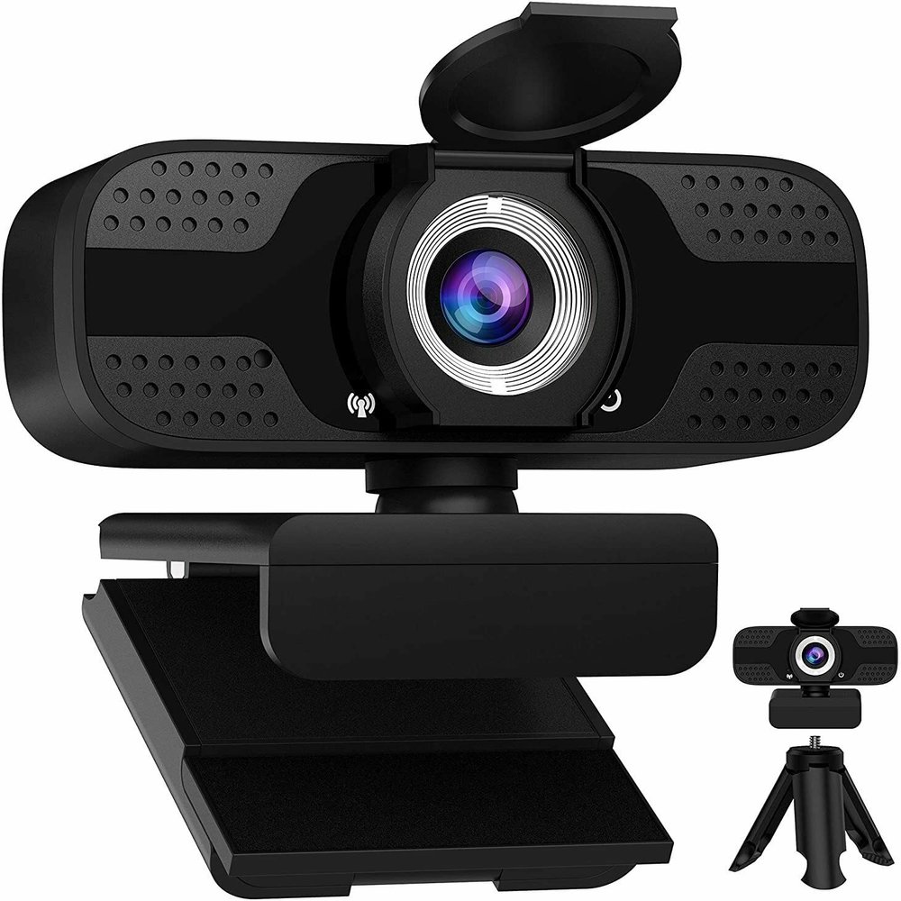 1080P Webcam with Privacy Cover Streaming Webcam with Microphone USB Tripod