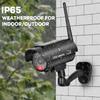 BNT Solar Powered Fake Security Camera, Bullet Dummy Security Camera Simulated Surveillance System with Realistic Red Flashing Light Sensor and Warning Sticker for Indoor/Outdoor(4Pack, Black) view 4